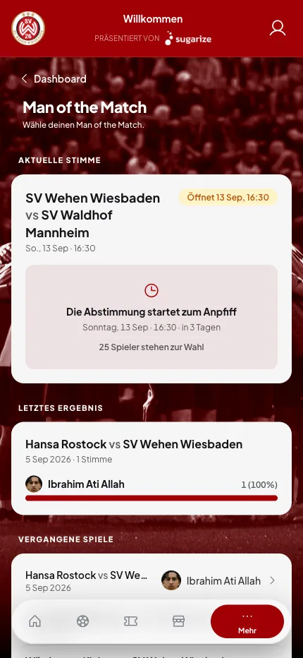 Man-of-the-Match-Wahl beim SV Wehen Wiesbaden